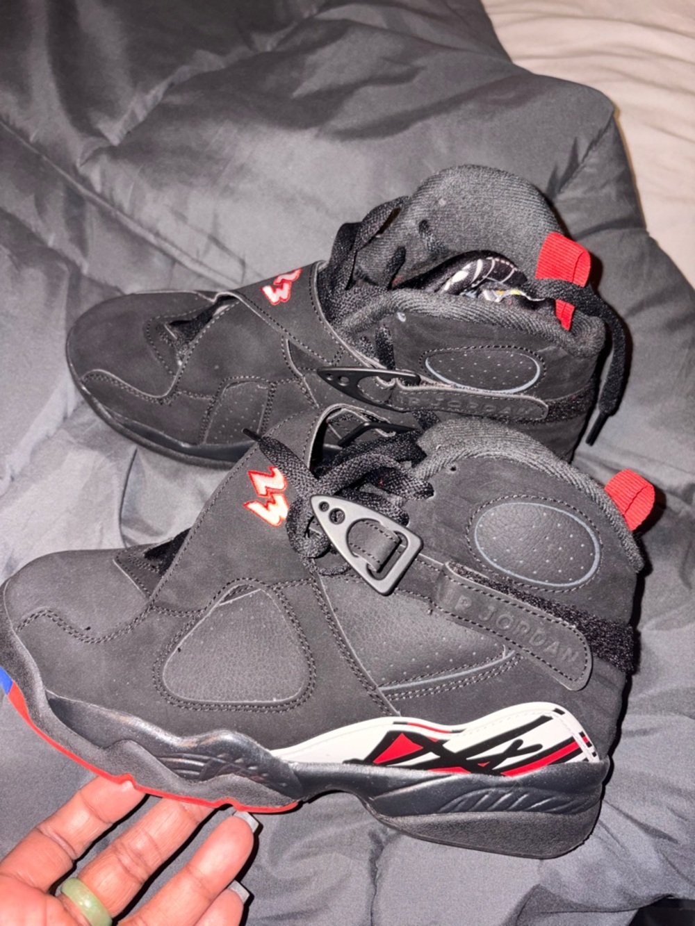 Jordan Black with Red Accents High-Top Sneakers